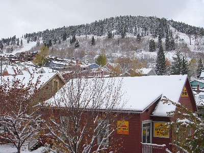 View of upper Town Lift runs from master bedroom office, first snow 10/25/10